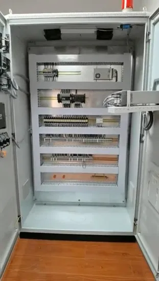 Gabinete de controle PLC com IHM, automação industrial