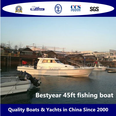 Bestyear 45FT 13,5 m Barco de pesca offshore de alta velocidade em fibra de vidro para 6